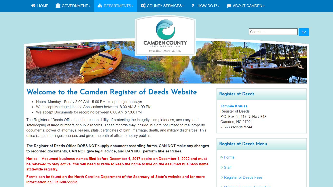 Register of Deeds - Camden County, North Carolina